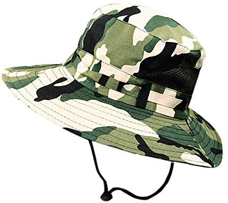 Cicilin Chapeau de Soleil Pliage Extérieurs Protection Solaire Camouflage Jungle Hommes Femmes Parasol UV Printemps Eté Pliable Réglable Anti-UV Classique pour Loisir Vacance Plage Enfant Adulte G-L
