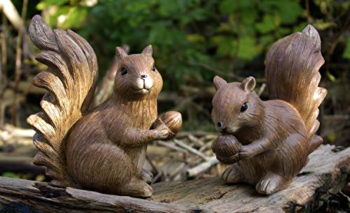 GeKi Trend 2er Set Eichhörnchen Paar Dekofiguren Gartendeko wetterfest 17/19 cm groß