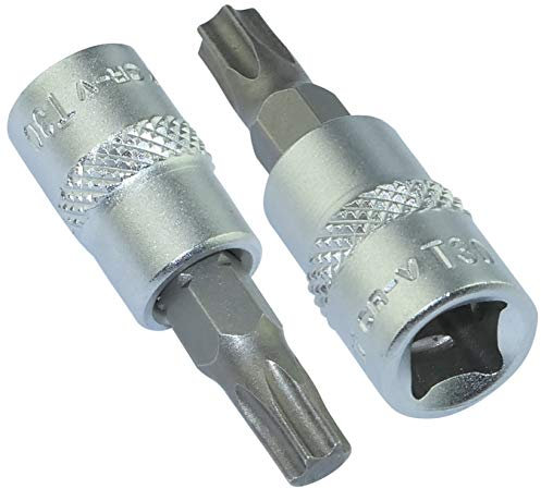 AERZETIX - C46348 - Lot de 2 Douilles tournevis embouts de vissage étoile T30 1/4'' 37mm - monobloc pour vis à empreinte étoile T30 à 6 pans - pour clé/cliquet manuelle - acier S2/50V30