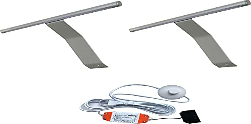 ACCE LED Aluminiumkörper Schrankleuchte Regalbeleuchtung Kleiderschrankleuchten Aufbauleuchte mit Schalter und Stecker, warmweiß 3000k, Schalter:mit Fußschalter (WW, 2er)