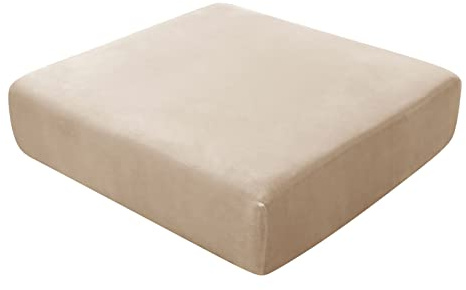 BXFUL Sofa Seat Cushion Covers, Sofa Cushion Slipcovers Stretch Velvet, Couch Cushion Covers Replacement for Individual Cushion with Elastic Fabric (Chaise lounge,Khaki)