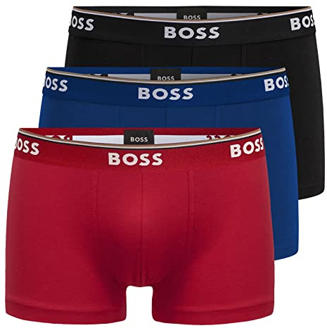 BOSS Herren Power Boxer Trunks Unterhosen Cotton Stretch 3er Pack, Farbe:Mehrfarbig, Wäschegröße:2XL, Artikel:-962 Black/Blue/red