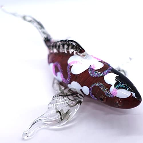 Sansukjai Japanische Koi-Karpfenfische, Miniatur-Figuren, Tiere, mundgeblasene Glaskunst, Sammlerstück, Geschenk, dekorieren (10,2 cm, Rot-Weiß)