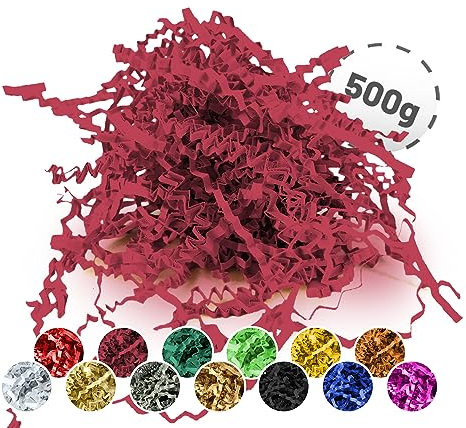 Verpackungswelt Füllmaterial 500 g | Geschreddertes Papier für Geschenkboxen & Pakete | Made in Germany | Dekoration & Schutz | Verpackungsmaterial & Zubehör zum Geschenke einpacken | Bordeaux