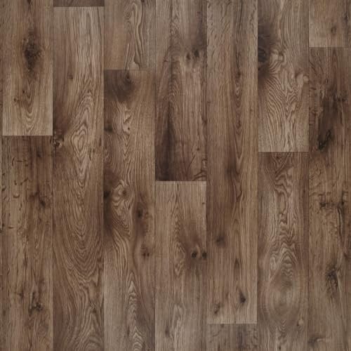 Dark Brown Cottage Oak Siren Vinyl Flooring 4mm Thick Durable Felt Backed Lino Kitchen Bathroom (2m x 3.5m)