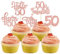 30Pcs Happy 50th Birthday Cupcake Toppers Rose Gold Glitter Fifty Cheers to 50 Years Old Birthday Cupcake Picks for 50th Birthday Anniversary Party Cake Decorations Supplies