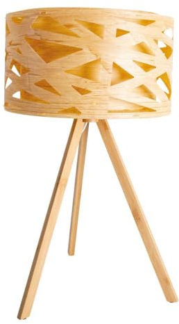 Näve Tischleuchte Beistelllampe Nachttischlampe Schreibtischlampe Bambus-Look H 55 cm