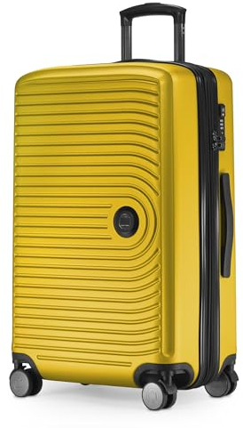HAUPTSTADTKOFFER Mitte - Mittelgroßer Hartschalenkoffer, TSA, 4 Rollen, Check-In Gepäck mit 8 cm Volumenerweiterung, 68 cm, 88 L, Gelb