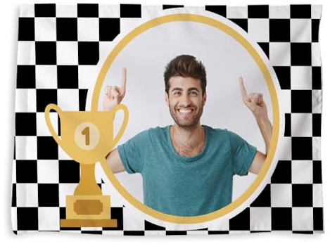 Wanapix | Bandiere Personalizzate | 50x35 cm | Ideale per partite di calcio e di altri sport, compleanni, eventi, feste, ecc. | Personalizzabile su un lato | Finish line