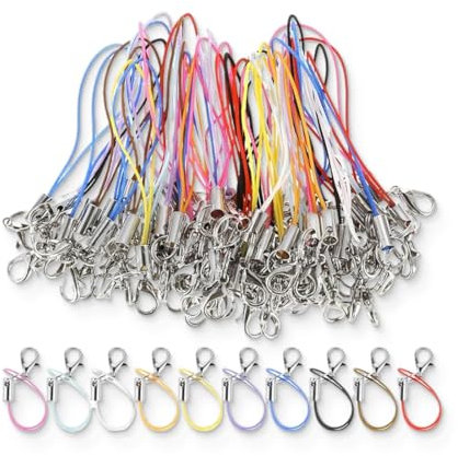 Llavero Cuerda 100 Piezas Cuerda Lanyard Teléfono Celular Correas del Encanto Colgante Colgar Accesorios Lanyards con Mosqueton para DIY Accesorios Teléfono Celular, Colores Mezclados