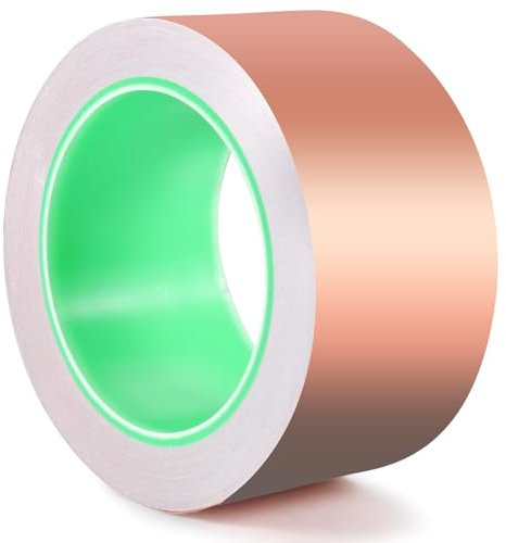 ZyXSQoraphic Nastro Rame Adesivo 20m x 50mm, Nastro Lamina Rame per Difesa Dalle Lumache, Rame Foil Tape per Schermatura EMI, Saldatura, Riparazione Elettronica