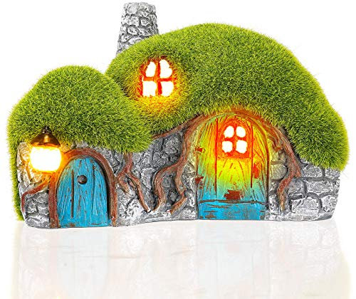 Gartenfigur Lichtstatue - Outdoor Statue mit Solarlicht, Gartenhausmotiv für Haus oder Hof Dekoration