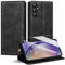Handyhülle für Samsung Galaxy A54 5G Hülle,Premium Lederhülle für Samsung A54 4G/5G [Mit 1 Stück Panzer Schutz Glas] Magnet Kartenfach Klapphülle Schutzhülle für Galaxy A54,Schwarz