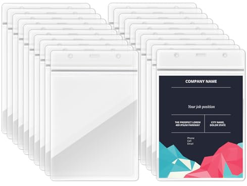 Lot de 20 grands porte-cartes verticaux transparents A6 en PVC - 16 x 10,5 cm - Peut contenir du papier de 13,5 x 9,5 cm - Étanche - Pour travail, conférence, licence, concert, contrôle d'accès