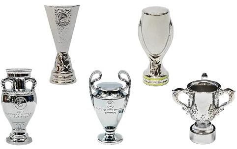 Haodagess Mini Football Trophy,All Metal Material Soccer League Trophy Model Ornaments Collection,Five Piece Set,A