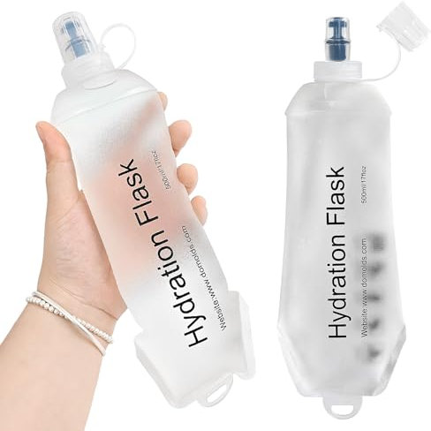 GYGYL Lot de 2 flasques souples en TPU pour sac d'hydratation, gilet de course, bouteille d'eau pliable anti-fuite pour randonnée, cyclisme, escalade, jogging - Blanc - 500 ml