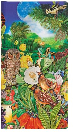 Paperblanks Naturcollagen Garten im Mondschein Notizbuch Schlank Liniert, Slim (180 x 90)