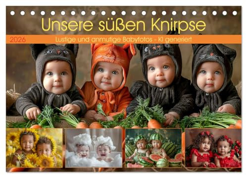 Unsere süßen Knirpse (Tischkalender 2026 DIN A5 quer), CALVENDO Monatskalender: Lustige und anmutige Babyfotos - KI generiert (CALVENDO Menschen)