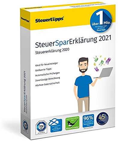 SteuerSparErklärung 2021, Schritt-für-Schritt Steuersoftware für die Steuererklärung 2020, Steuer CD-Rom Windows 10 und 8