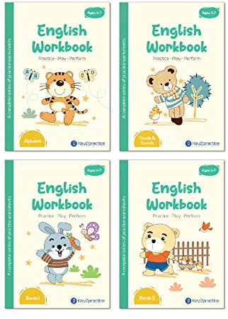 Key2Practice Pre Primary (Ages 4-7 yrs) English Summer Vacation Activity Workbook (The Alphabet, Vowel & Sounds, Blends Part-1 And Part-2) Combo Of 4 Books