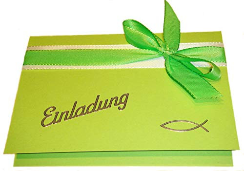 10 Einladungskarten Taufe Kommunion Konfirmation Einladungen KT004 hellgrün