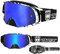 TWO-X Cross-Brille - ROCKET - Motocrossbrille mit verspiegeltem blauen Glas - Motorradbrille - Enduro & Downhill - Schutz-Brille - Crush Schwarz-Weiß