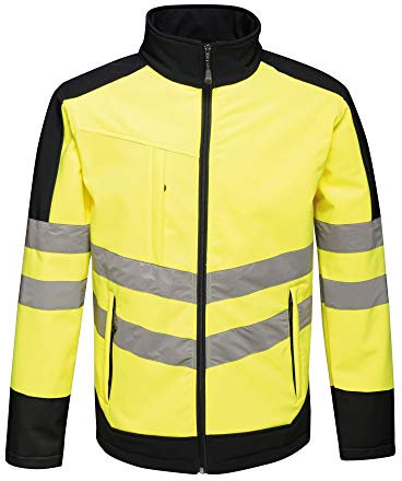 Regatta TRA625 20780 Professional Hi-Vis Waterproof and Breathable Softshell Jacket, Yellow/Navy, XL