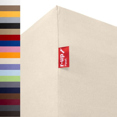 r-up Passt Spannbettaken Doppelpack 140x200-160x200 Natur | 100% Baumwolle, 130g/m² Tuchgewicht, bis 35cm Höhe, viele Farben, OEKO-TEX, stressfrei auch für hohe Matratzen