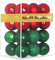 Rot und Grün, 4,1 cm, kleine Weihnachtskugeln, Weihnachtsbaumschmuck, Ornamente, bruchsichere Hängekugeln für St. Patrick's Day, Valentinstag, Osterdekorationen, Set mit 24 Stück