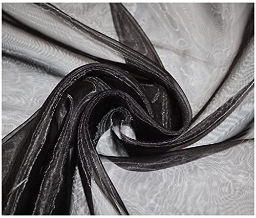 Premium Crystal Organza Voile Fancy Dress Costume Decorations Fabric 150cm Wide/Sold by The Metre (Black)