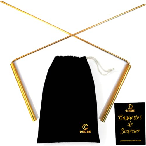 Baguettes DE SOURCIER - Fabrication Artisanale Française, Idéal Radiesthésie et Géobiologie, Radmaster parallèles coudées en L - Laiton (cuivre/Zinc) - [Garantie à Vie] + Guide PDF Offert