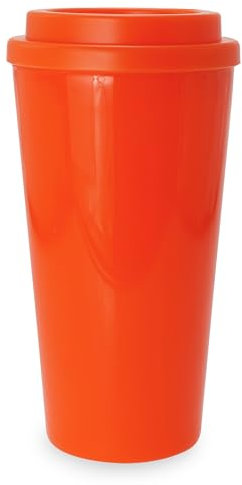 Simply Green Solutions - Reusable Coffee Cups with Lids, Thermal Cups for Hot and Cold Drinks, Double Wall Tumbler, To Go Coffee Cups, 16 oz Coffee Tumbler, Screw-On Sip Lid, Dishwasher Safe, Orange