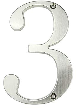 HASWARE House Number Sign 4 inch (10 cm) Modern Door Numbers Signage Plaque Street Home Address Numerals Zinc Alloy (3, Silver)