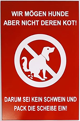 BigTrend24 Warnschild Hundeschild Kein Hundeklo Keine Hundetoilette Verbotsschild Kunststoff Rot Kacken Verboten Hundekot Hundehaufen Kunststoff Rot (20x30cm Selbstklebend)