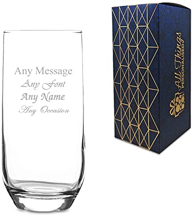 Personalised Engraved Sude Hiball Gin Cocktail Glass, Gift Boxed, Personalise with Any Message for Any Occasion