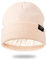 Mit Satin gefütterte Wintermütze für Damen, Unisex, Baumwolle, Strickmütze mit Bündchen und seidigem Futter, Slouchy Skull Cap, Beige, Einheitsgröße