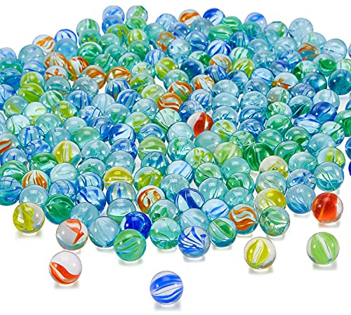 Sotiff 1000 Pieces Marbles Bulk Cats Eyes Glass Marbles Color Mixing 0.55 Inch Solid Round Glass Marble for Kids Slingshot DIY Home Decoration Chinese Checkers Game(Classic)