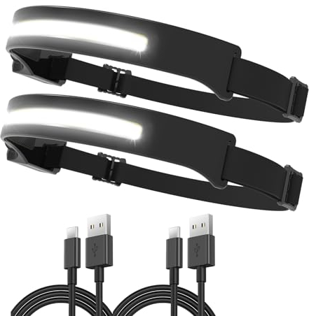 Vokida 2x Head Torch Outdoor Weitwinkel Stirnlampe Kopflampe Wiederaufladbar LED Kopfleuchte Akku Beam Stirnleuchte Wasserdicht Lauflicht für Camping Lampe Wandern Joggen Bauen Abenteuer Reparatur