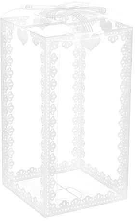 BENECREAT 24PCS Clear Wedding Favour Boxes with Bowknot Pattern 15x8x8cm/6x3x3inch Rectangle PVC Transparent Gift Boxes for Candy Chocolate Gift Wrapping
