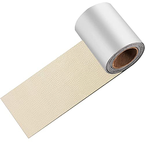 GELAISI 7.6 * 152cm Beige Leder Patch Kit Selbstklebende,PVC Lederfolie,Kunstleder Rindsleder Optik,Lederreparatur Für Couch Sofa Risse, Verbrennungen, Autositze Zubehör