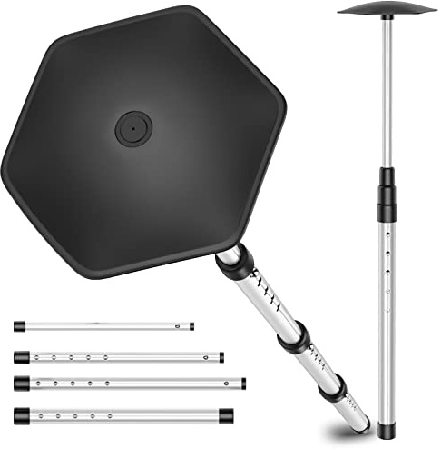 Rhino Valley Telescopic Golf Bag Holder, Aluminum Alloy Adjustable Travel Bag Holder Rod with Top Cover, Golf Stand Protective Bag Accessory, Silver
