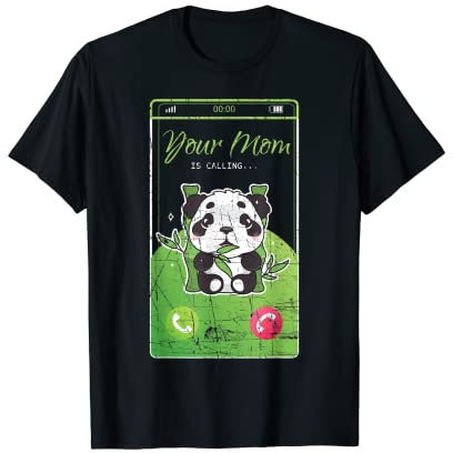 Lustig, deine Mutter ruft Panda Bear Mobile Distressed an T-Shirt