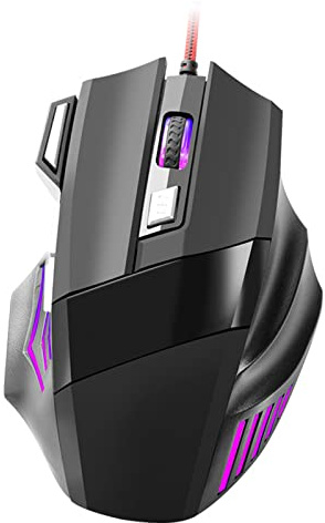 Gaming-Maus, Leichte Gaming-Maus mit RGB-Hintergrundbeleuchtung, Einstellbare DPI, Genaue Steuerung, Ergonomisches Design, Kabelgebundene Mechanische Maus, Plug-and-Play, für Windows/PC/Laptop-Gamer