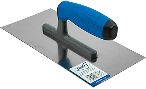Toolty Tiling Trowel - Stainless Steel - Non-Slip Rubber Handle - Without Notches - 10.6 x 5.04 - for Applying Adhesives and Screeds