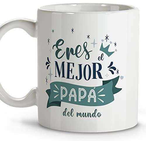 LolaPix Taza Padre. Tazas con Mensajes. Tazas Desayuno Originales. Taza Ceramica 330 ml. Regalos con Frases. Papá eres