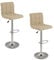 Baroni Home gepolsterter Barhocker oder Küchenhocker, verstellbar und drehbar um 360°, mit Rückenlehne und Fußstütze, Gestell aus verchromtem Stahl, Beige Stoff, 2 Stück