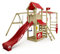 WICKEY Spielturm Klettergerüst Smart Baboon mit Schaukel & Roter Rutsche, Outdoor Kinder Kletterturm mit Sandkasten, Leiter & Spiel-Zubehör für den Garten