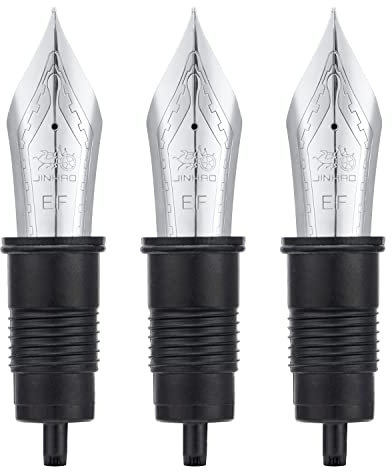 Set of 3 Jinhao X159 and 9019 Fountain Pen Replacement Extra Fine Nib Parts Silver Trim