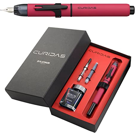 Platinum Curidas PKN9000-77M Fountain Pen/Nib Sizes: M Medium/Retractable/Matte Red/Handmade/with Gift Box/Fountain Pen
