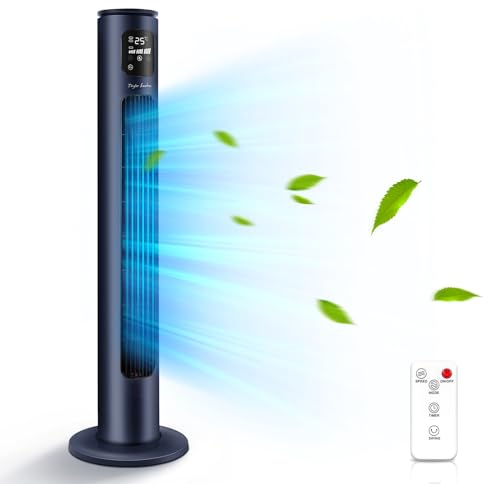 Taylor Swoden Lyric - Ventilador de torre con mando a distancia, pantalla LED, 97cm, temporizador 24 horas, 3 velocidades, 3 modos de funcionamiento, Oscilación de 70 °